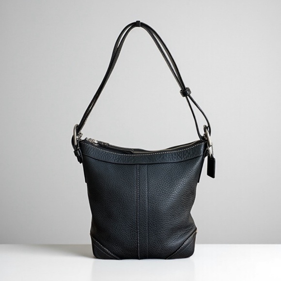 Coach Handbags - Authentic Coach Black Leather Bucket Shoulder Bag!